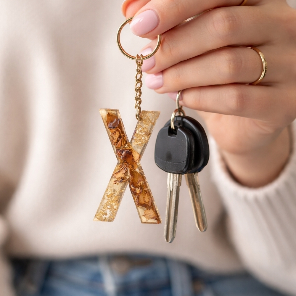 Letter X Resin Keychain
